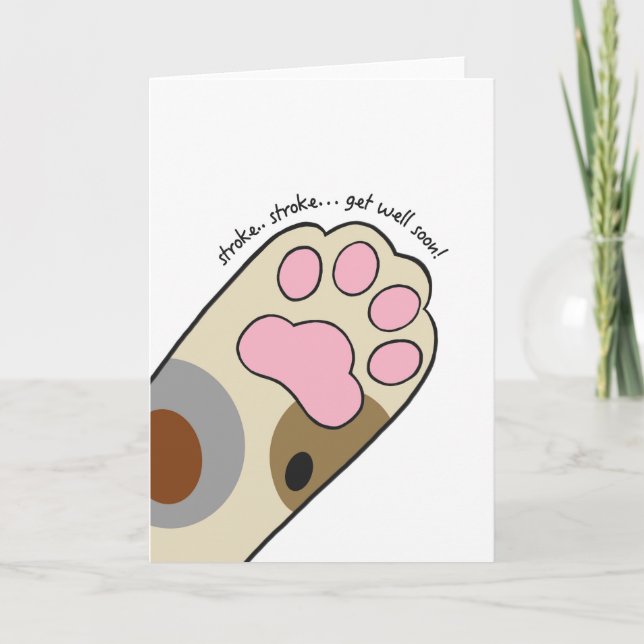 get well soon cat paw card (Front)