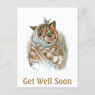 Get Well Soon Cat Postcard