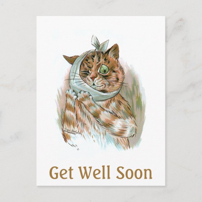 Get Well Soon Cat Postcard (Front)