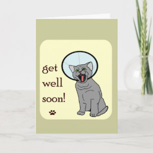 Get Well Soon Cat with Cone Card