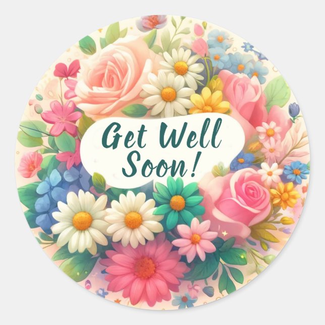 Get Well Soon Classic Round Sticker (Front)