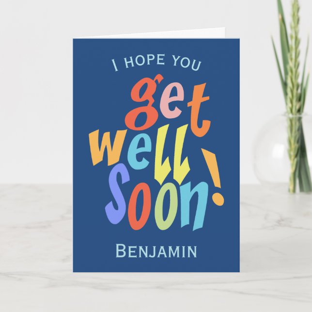 Get Well Soon Colourful Typographic Card (Front)