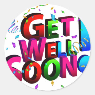 Get Well Soon Confetti Text Classic Round Sticker