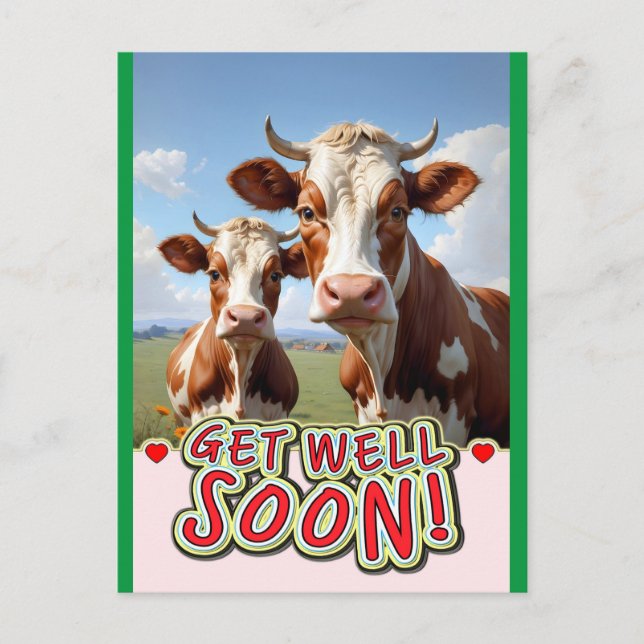 get well soon cows postcard (Front)