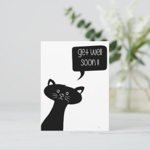 Get well soon! Cute Black Cat Postcard