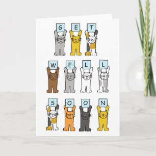 Get Well Soon, Cute Cartoon Cats. Card
