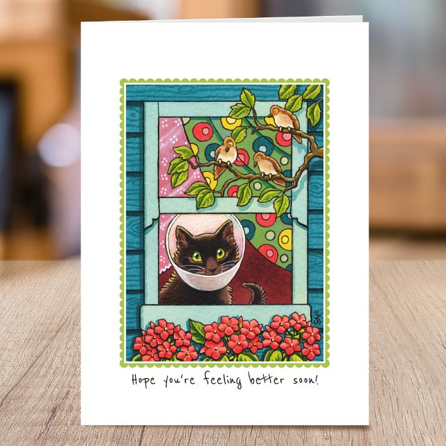Get Well Soon Cute Cat Custom Folded Card (Creator Uploaded)