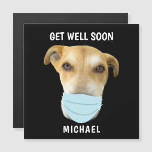 Get Well Soon Cute Dog in Face Mask Personalised