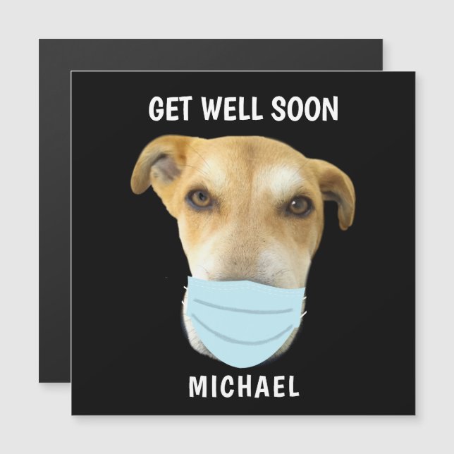 Get Well Soon Cute Dog in Face Mask Personalised  (Front/Back)