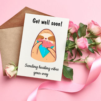 Get Well Soon Cute Sloth Enclosure Card
