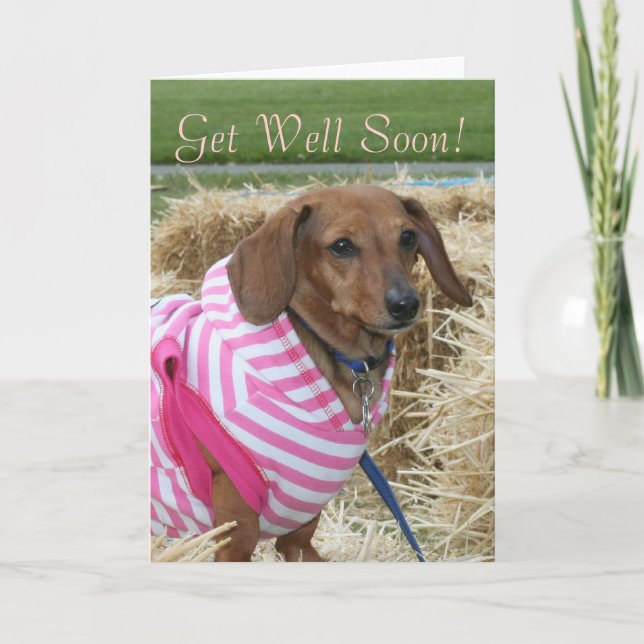 Get Well Soon Dachshund  greeting card (Front)