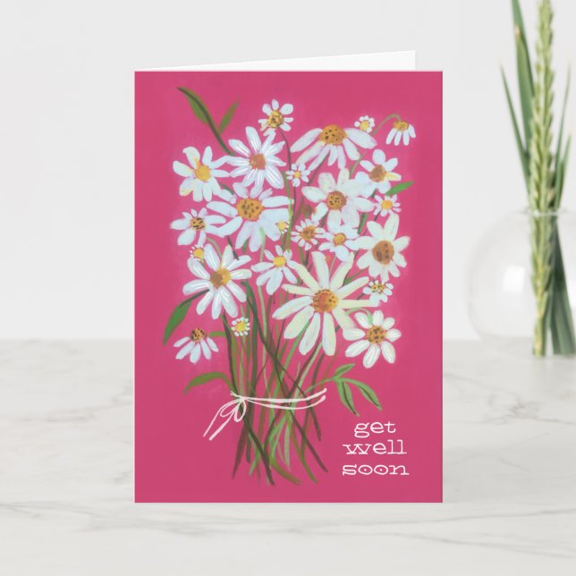 GET WELL SOON Daisy Bouquet Customise it! Card (Front)