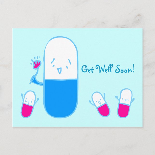 Get Well Soon Doodle Art Postcard (Front)