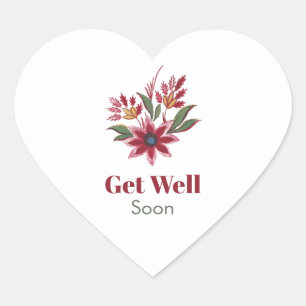 Get Well Soon Floral Heart Sticker
