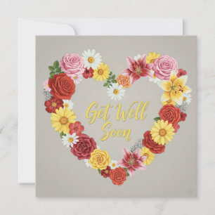 Get Well Soon Floral Heart Wreath