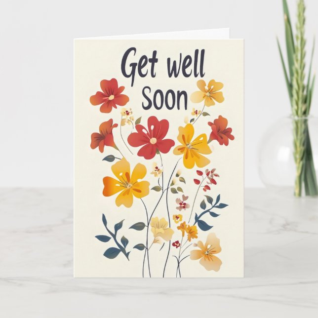 Get Well Soon Flowers  Holiday Card (Front)