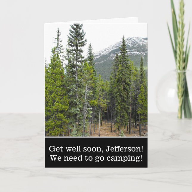 "Get well soon" + Forest and Mountain Scene Card (Front)