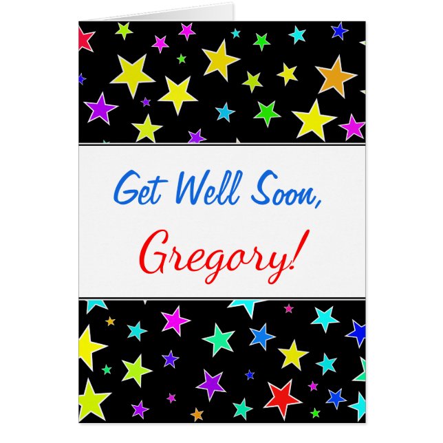 "Get Well Soon" + Fun, Colourful Stars Pattern (Front)