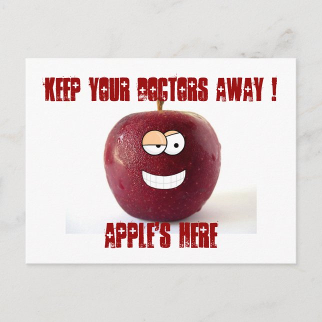 Get well soon  funny apple doctor card (Front)