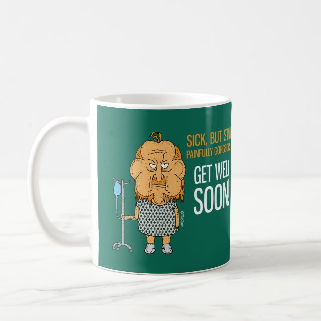 Get Well Soon - funny grumpy old man cartoon Coffee Mug (Left)