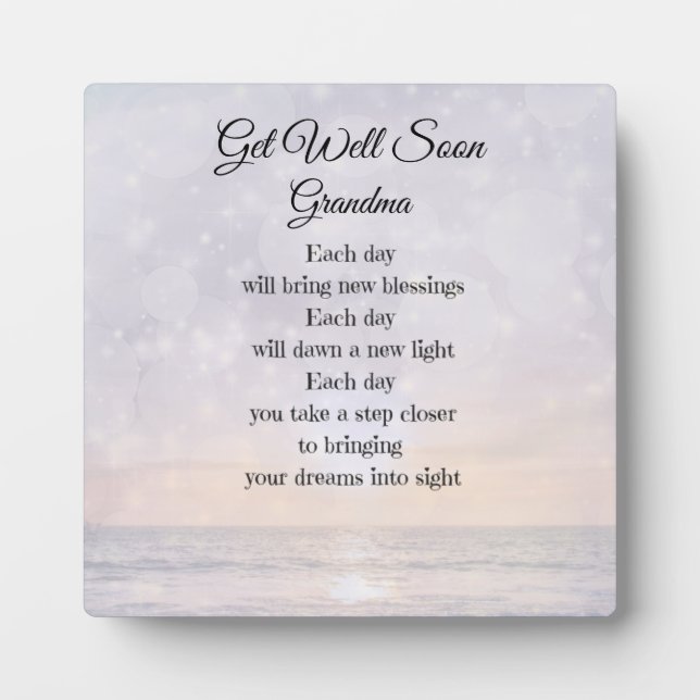 Get Well Soon Grandma Poem Art gift Plaque (Front)