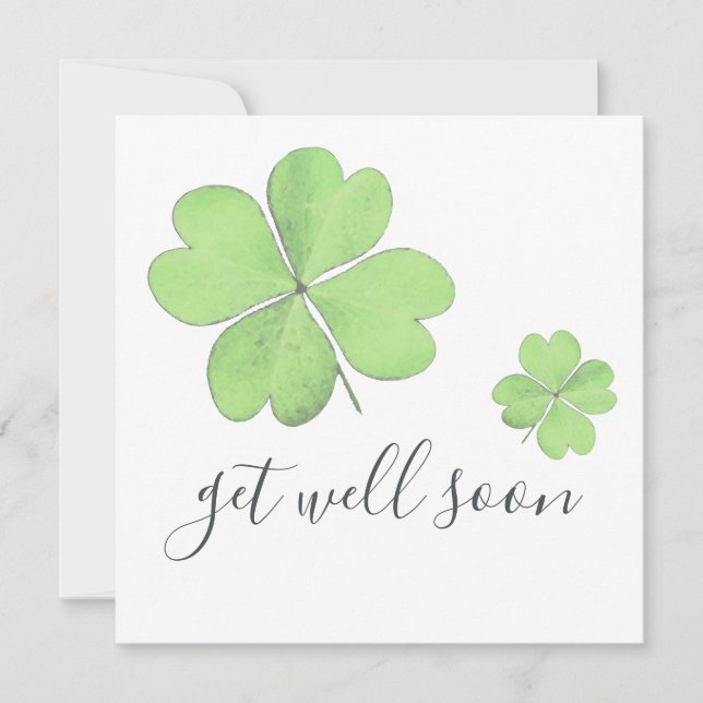 Get Well Soon Green Four Leaf Clover (Front)