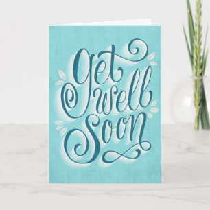 Get Well Soon Green Vintage Style Typography Card