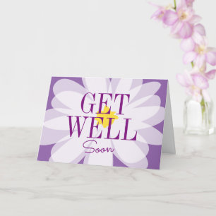 Get Well Soon greeting card with flower design