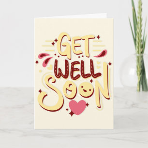 Get Well Soon Greeting Card - Yellow Typography