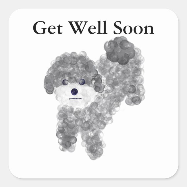 Get Well Soon Grey Poodle #1 Stickers (Front)