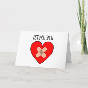 Get well soon - heart with bandaids card