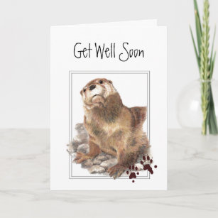 Get Well Soon, I Care, Cute Otter & Scripture Card