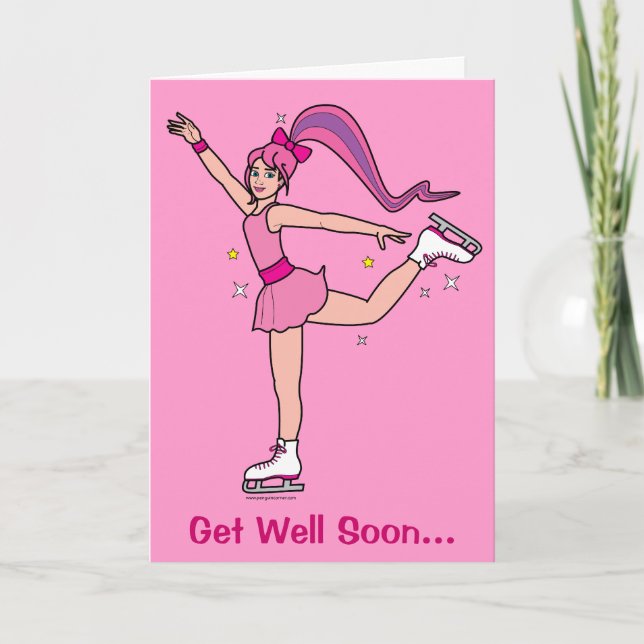 Get Well Soon Ice Skating Team Card (Front)