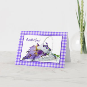 Get Well Soon Iris Bouquet on Gingham Card