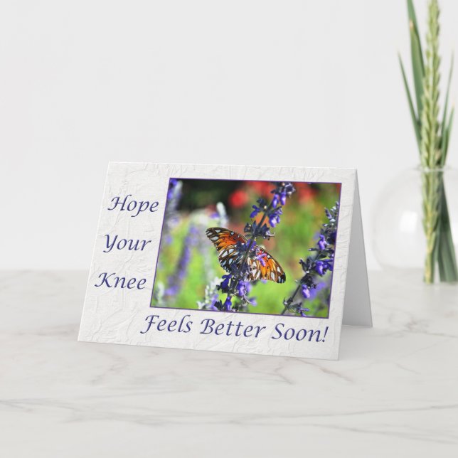 Get Well Soon Knee Butterfly Floral Card (Front)