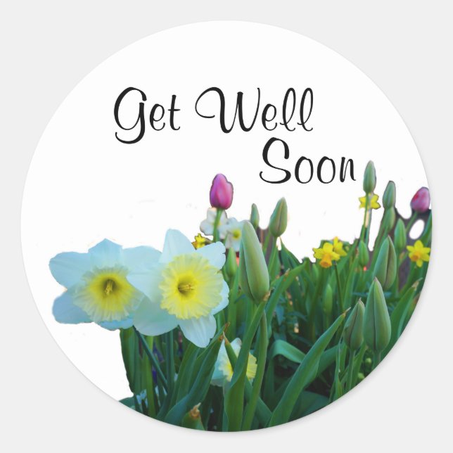 Get Well Soon Large-Cupped Daffodil #2 Stickers (Front)