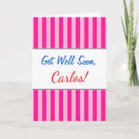 "Get Well Soon" + Light Pink & Deep Pink Stripes