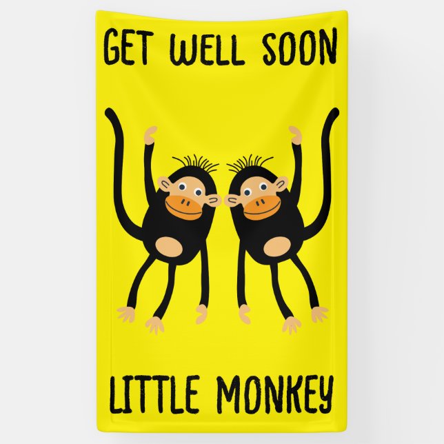 Get Well Soon Little Monkey  Banner (Vertical)