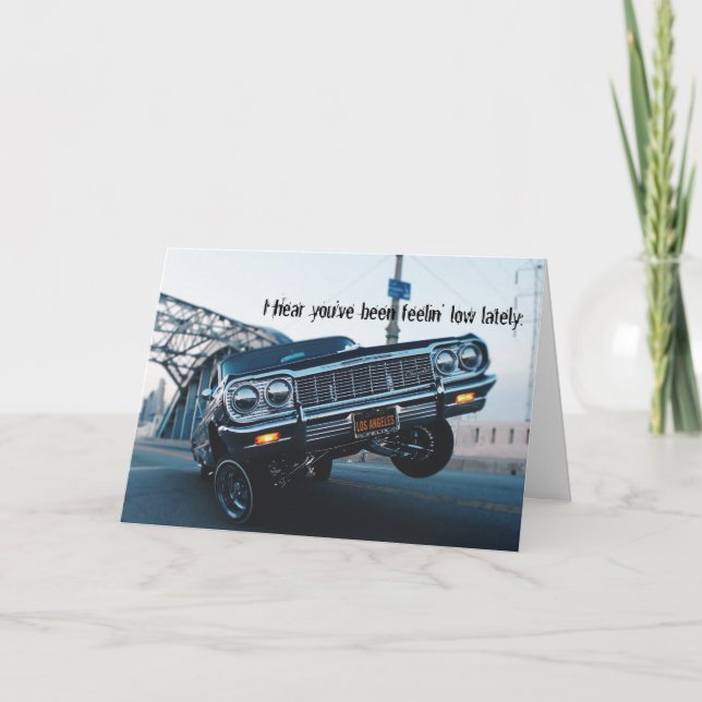 Get well soon lowrider classic car card (Front)