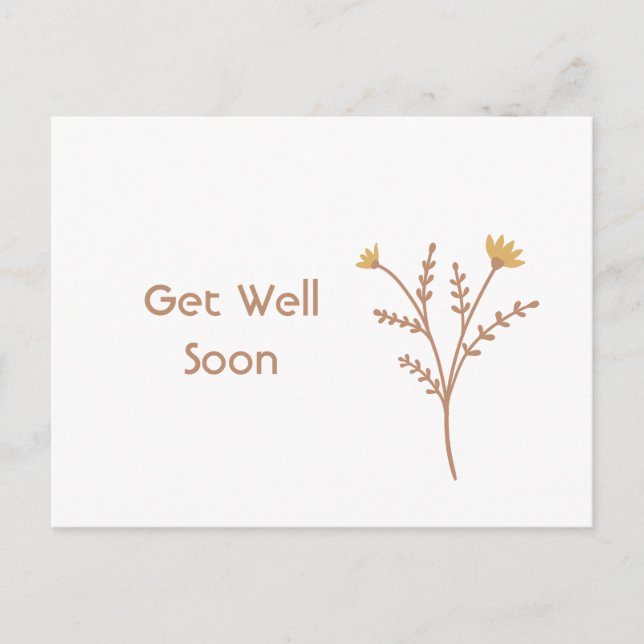 Get Well Soon Minimal Floral Postcard (Front)