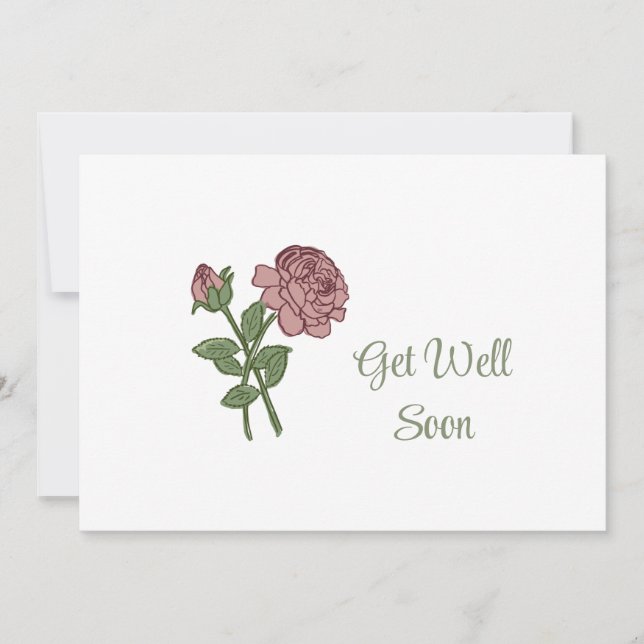 Get Well Soon Minimal Floral Simple Invitation (Front)