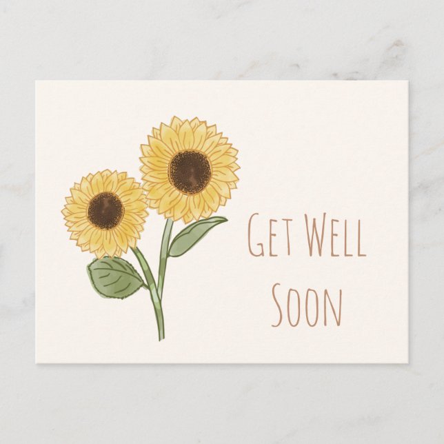 Get Well Soon Minimal Sunflower Postcard (Front)