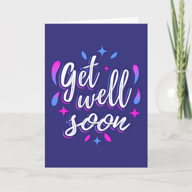 Get Well Soon Modern Blue and White Typography Card (Front)