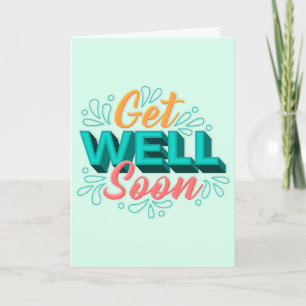 Get Well Soon Modern Green and Yellow Typography Card