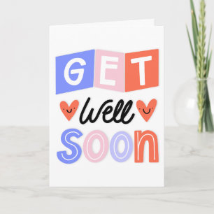Get Well Soon Modern Orange and Blue Typography Card
