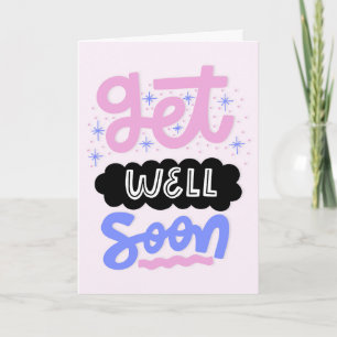 Get Well Soon Modern Soft Pink Typography Greeting Card
