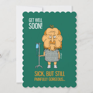 Get well soon - old man with hospital gown card