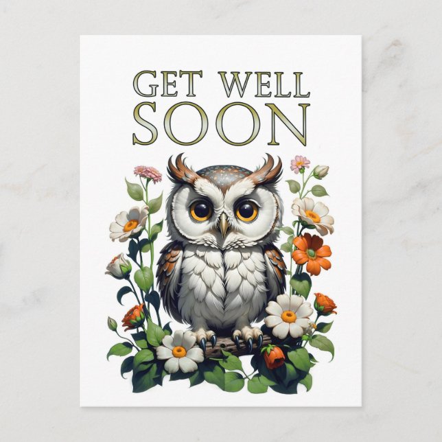 get well soon owl postcard (Front)