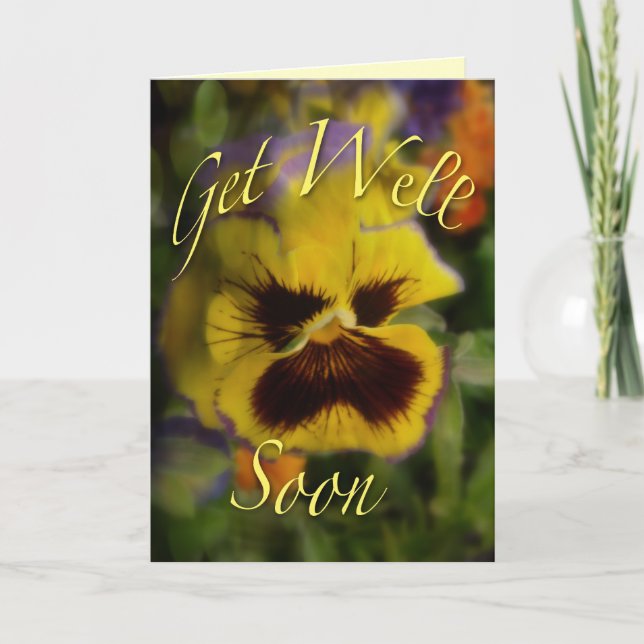 Get Well Soon Pansy Greeting Card (Front)