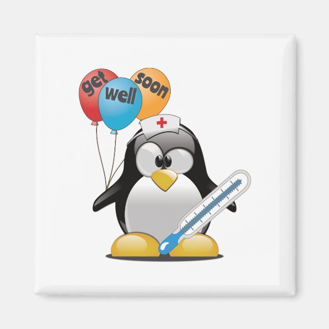 Get well soon. Penguin Nurse. Magnet (Front)